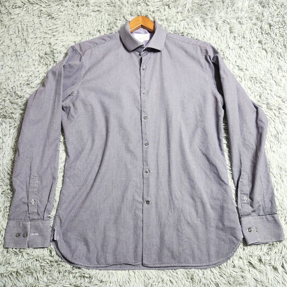 Ted Baker Endurance Dress Shirt Mens Size 16.5 36/37 Arms Light Purple Flip Cuff